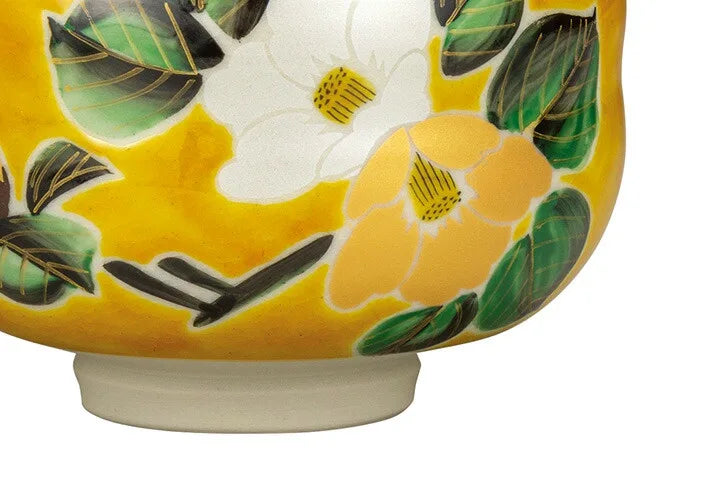 KUTANI WARE MATCHA BOWL CHAWAN YOSHIDAYA CAMELLIA