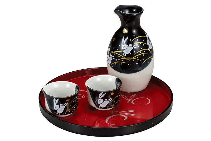 KUTANI JAPANESE SAKE SET HANE USAGI (WITH TRAY)