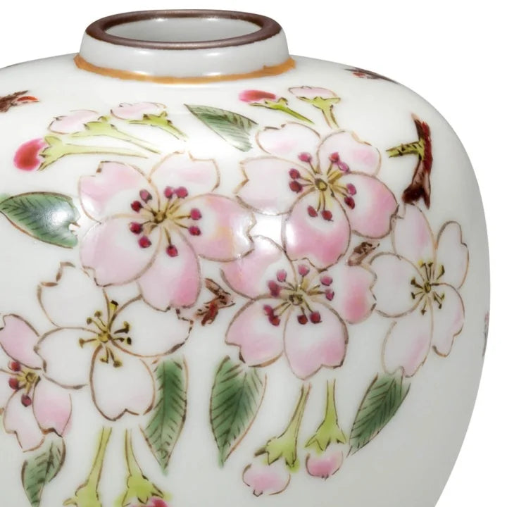 KUTANI JAPANESE SINGLE FLOWER VASE CHERRY BLOSSOMS /MINORU KAWATA