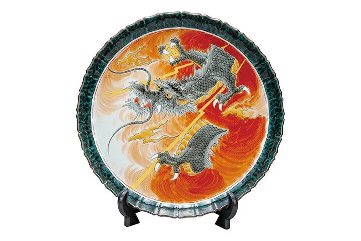 KUTANI DECORATIVE PLATE - SHORYU DRAGON MOTIF BY YOSHINORI FUKUDA
