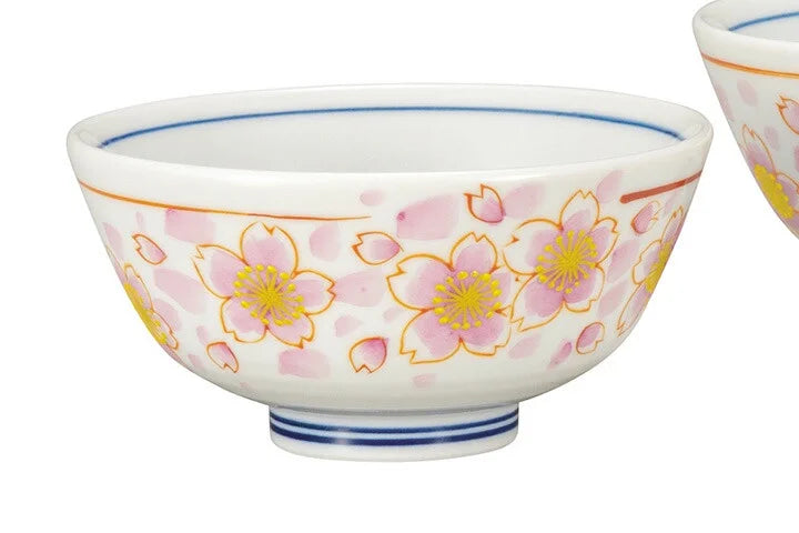 KUTANI WARE SET OF RICE BOWLS(SAKURA HANAMON DESIGN)