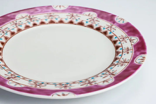 KUTANI WARE PERSIAN PURPLE PLATE  IROE-YU HAND-PAINTED JAPANESE CERAMIC PLATE  MADE IN JAPAN