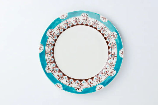 KUTANI WARE PERSIAN BLUE PLATE  IROE-YU HAND-PAINTED JAPANESE CERAMIC PLATE  MADE IN JAPAN