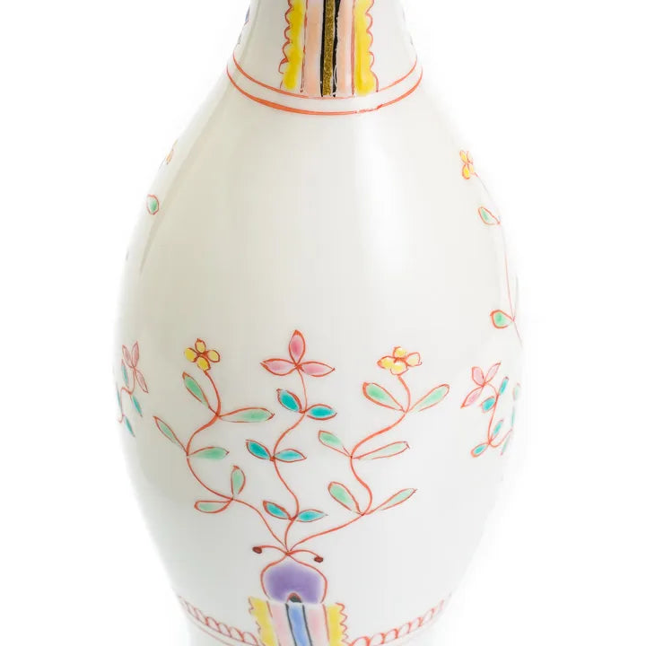 KUTANI WARE FLOWER VASE “KYOEN” (HARMONY OF COLORS) – JAPANESE PORCELAIN ART BY GINSHU KILN, WITH GIFT BOX