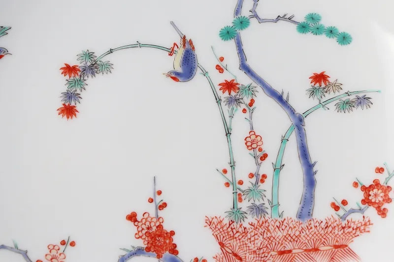 ARITA WARE 6-INCH DECORATIVE PLATE – “PINE, BAMBOO & PLUM WITH BIRDS” | KAKIEMON KILN