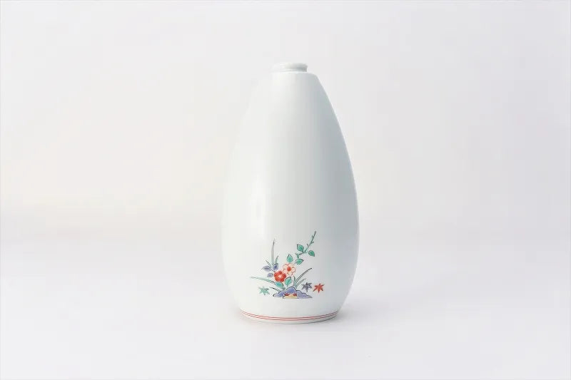 ARITA WARE HANGING BELL-SHAPED SINGLE FLOWER VASE “UME & BIRD” DESIGN – KAKIEMON KILN (MEDIUM)