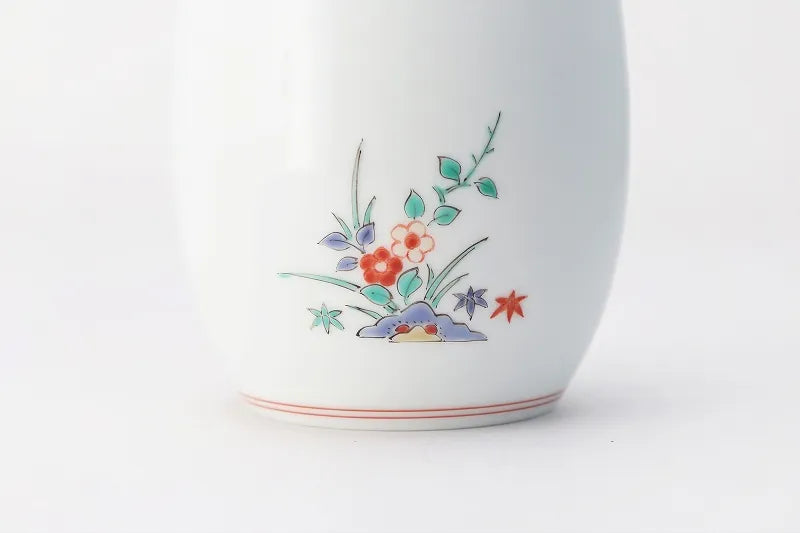 ARITA WARE HANGING BELL-SHAPED SINGLE FLOWER VASE “UME & BIRD” DESIGN – KAKIEMON KILN (MEDIUM)