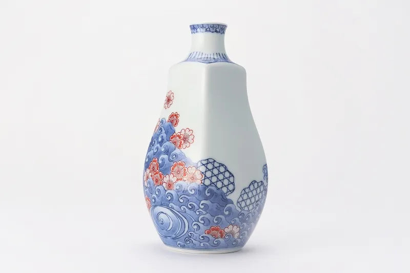 ARITA WARE “WAVE AND CHERRY BLOSSOM” VASE – IMAEMON KILN