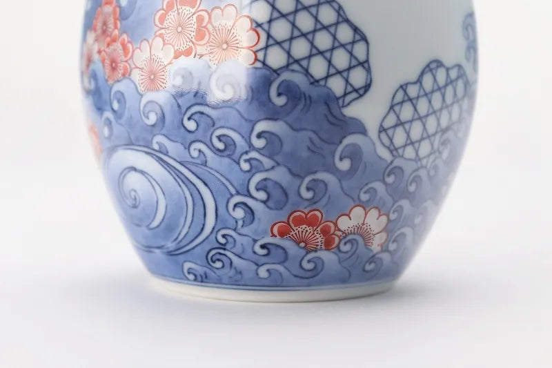 ARITA WARE “WAVE AND CHERRY BLOSSOM” VASE – IMAEMON KILN