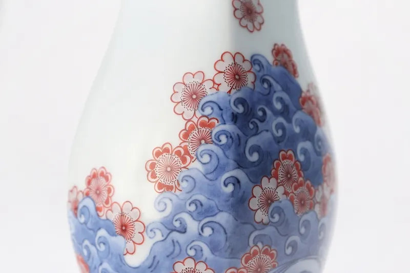 ARITA WARE “WAVE AND CHERRY BLOSSOM” VASE – IMAEMON KILN