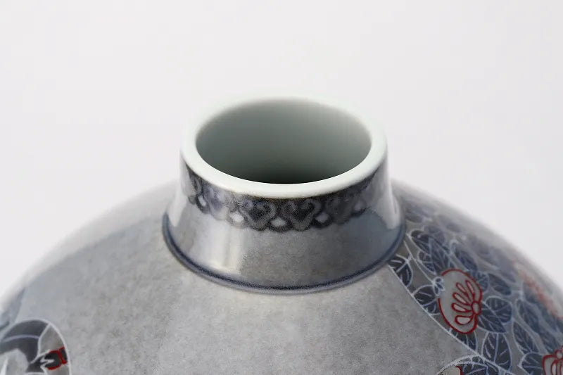 ARITA WARE VASE “IROE USUZUMI SUMI-HAJIKI SHIKI KABUN” BY 14TH GENERATION IMAEMON