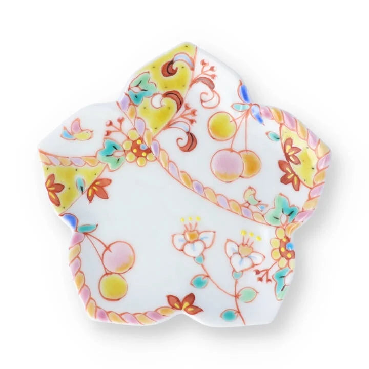 KUTANI WARE KIKYO SMALL PLATE PRIMAVERA / GINSYUU KLIN