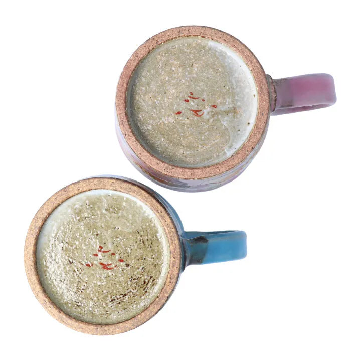 KUTANI WARE RICE BOWL & MUG PAIR SET (4-PIECE) – HANA URARA (TURQUOISE & PINK) KOKUZOU KLIN