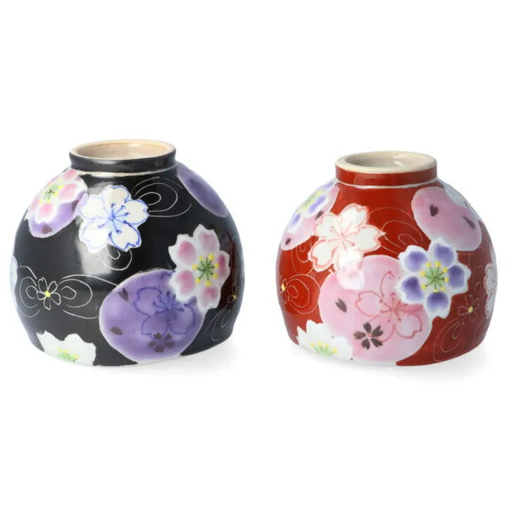 KUTANI WARE SMALL PAIR TEA CUPS “YUMEYOI SAKURA” – VIOLET & PINK BY KOKUZOGAMA KILN