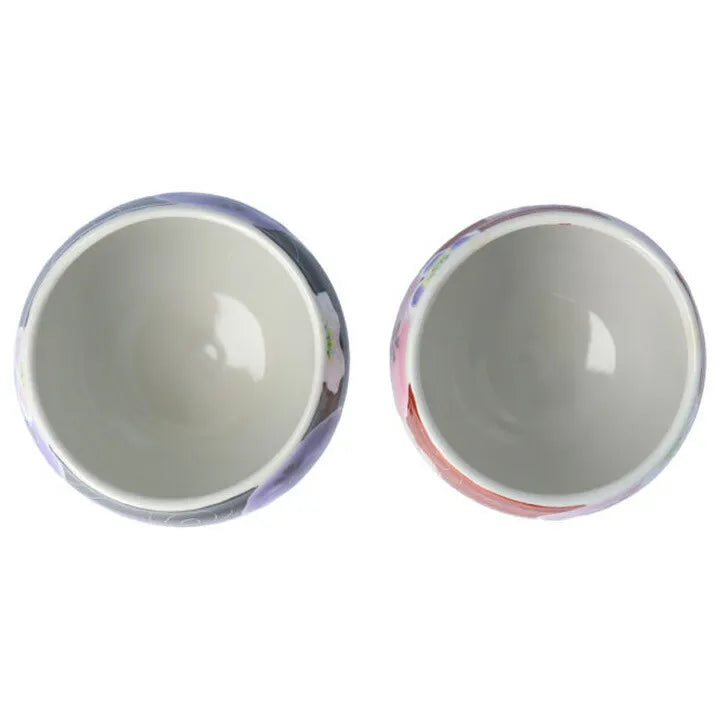 KUTANI WARE SMALL PAIR TEA CUPS “YUMEYOI SAKURA” – VIOLET & PINK BY KOKUZOGAMA KILN