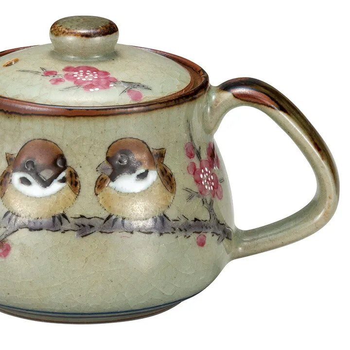 KUTANI WARE TEAPOT SPARROW (SUZUME) WITH STRAINER