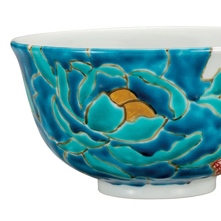 JAPAN KUTANI DONBURI BOWL BLUE PEONY /TSUYOSHI SATOU