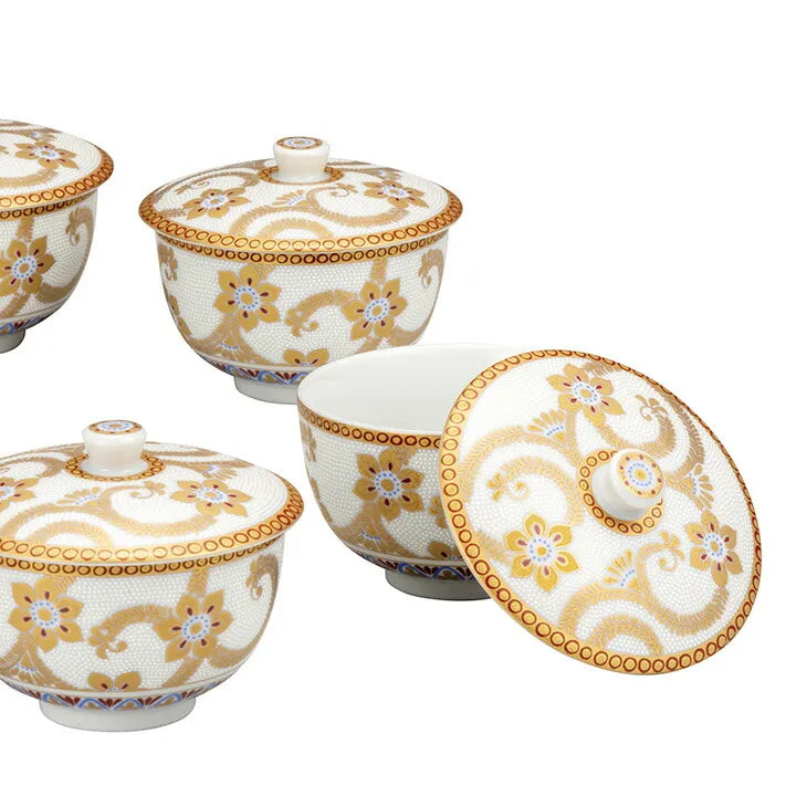 JAPAN KUTANI FUTA-TSUKI KUMIDASHIWAN SHIROCHIBU GOLD ARABESQUE