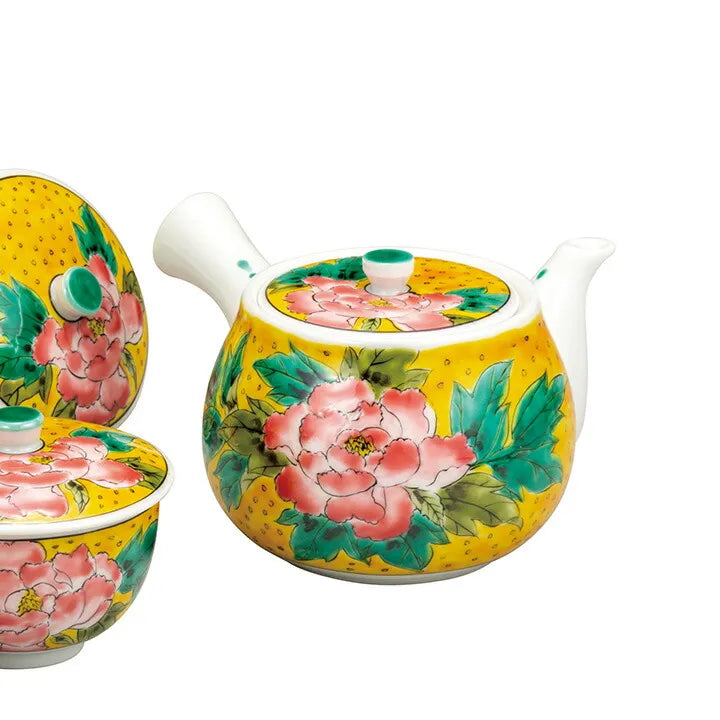 JAPANESE TEAPOT SET KUTANI YOSHIDAYA-STYLE PEONY/ IKUMI SAWADA
