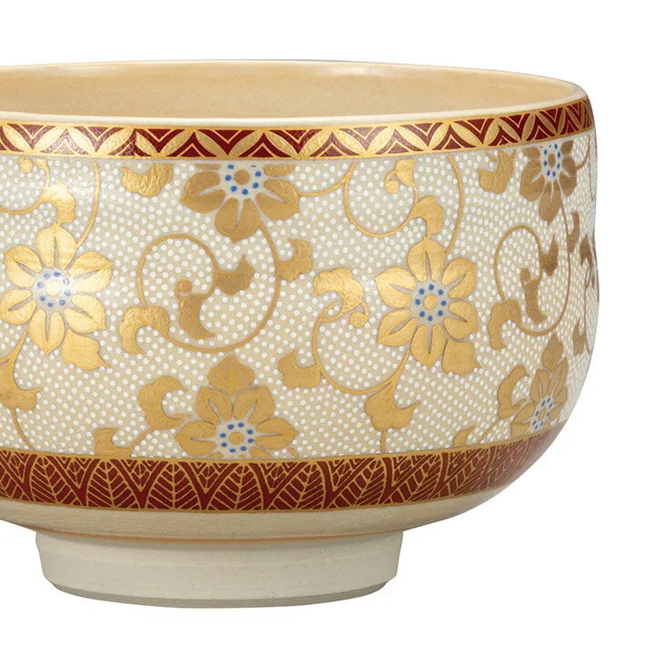 KUTANI WARE MATCHA BOWL CHAWAN SHIROCHIBU TESSEN