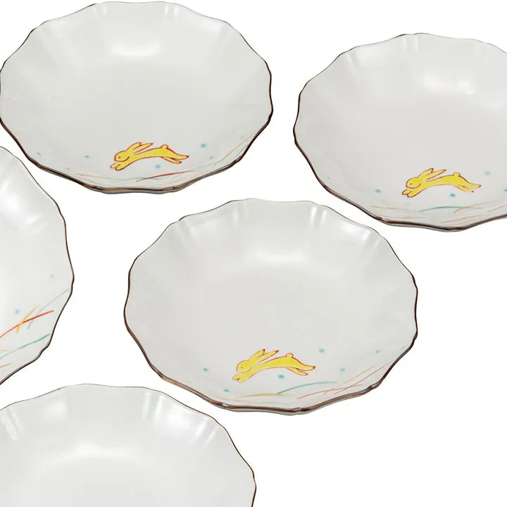 KUTANI JAPANESE PLATE SET – HANE USAGI (LEAPING RABBIT)