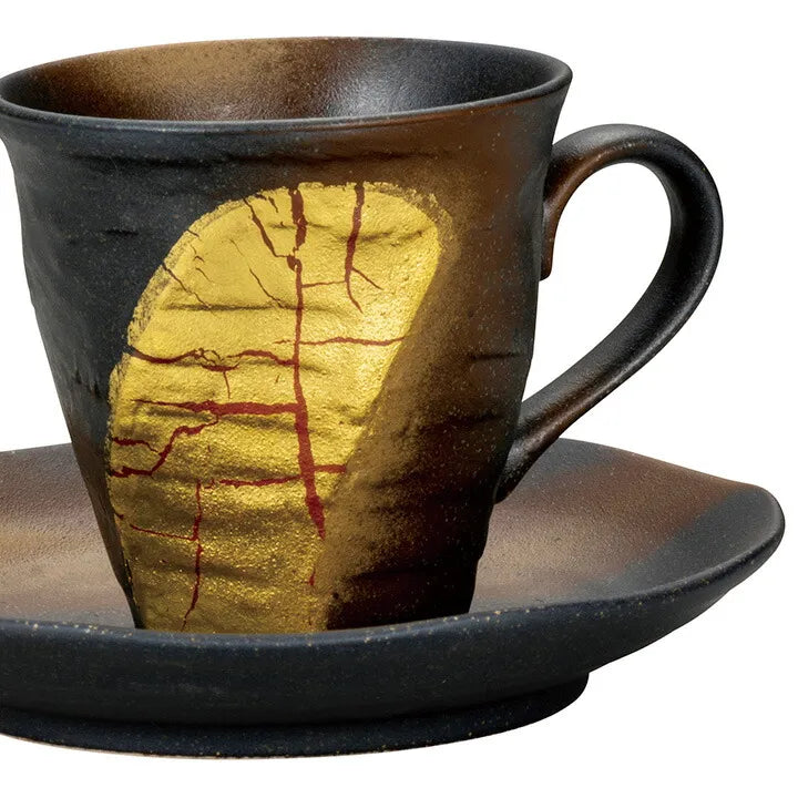 KUTANI WARE CUP & SAUCER – GOLD LEAF DECORATION (GIFT BOX)