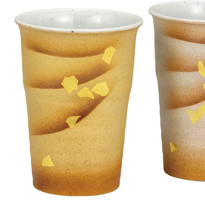 JAPANESE KUTANI PAIR OF FREE CUPS GOLD, SILVER, AND MULTICOLOR GOLD LEAF