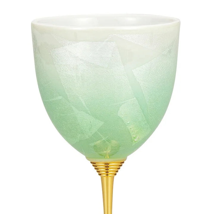 KUTANI WARE WINE CUP SILVER GREEN