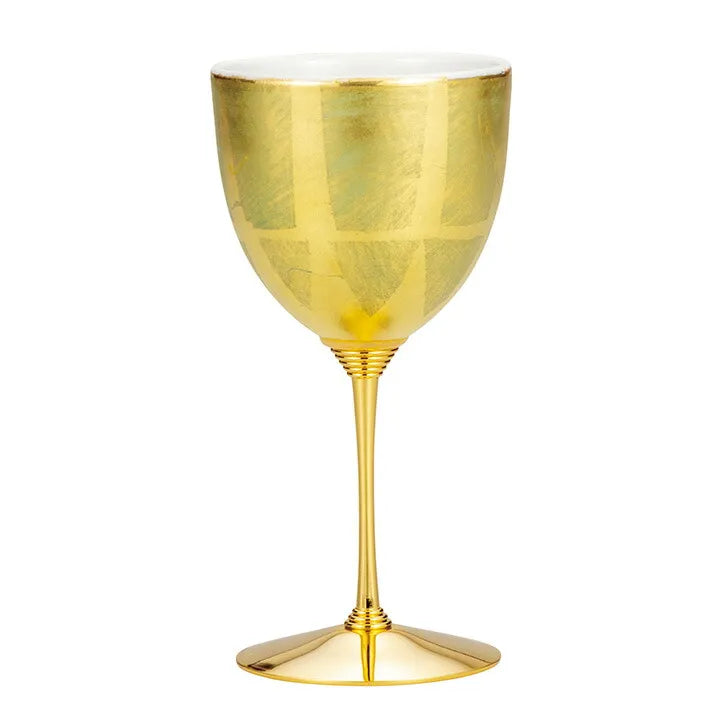 KUTANI WARE WINE CUP – GREEN WITH GOLD LEAF DECORATION