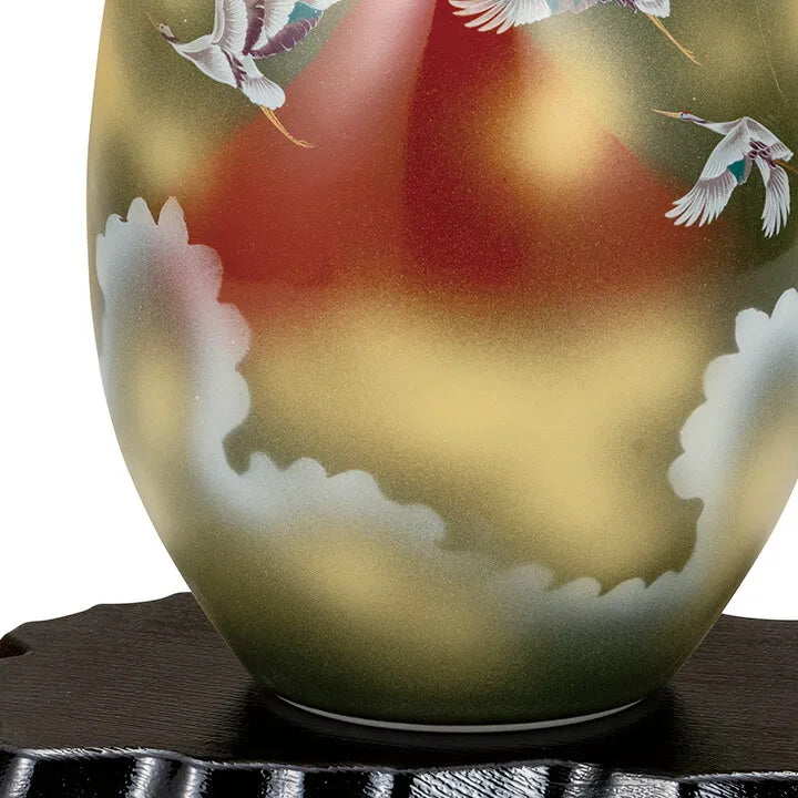 KUTANI WARE JAPANESE VASE RED MT. FUJI