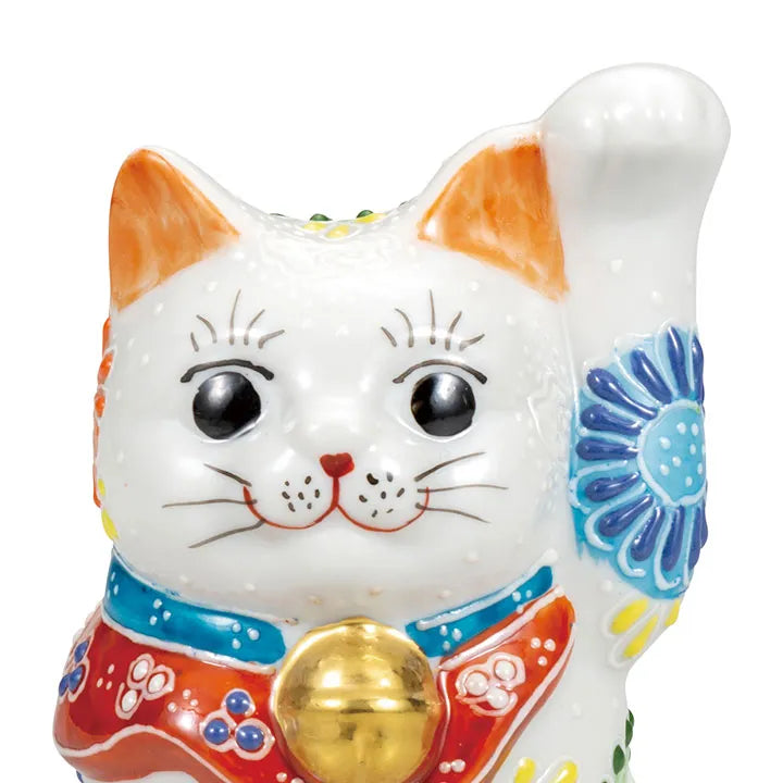 KUTANI JAPANESE LUCKY CAT(MANEKI NEKO) SHIRO-MORI HANA