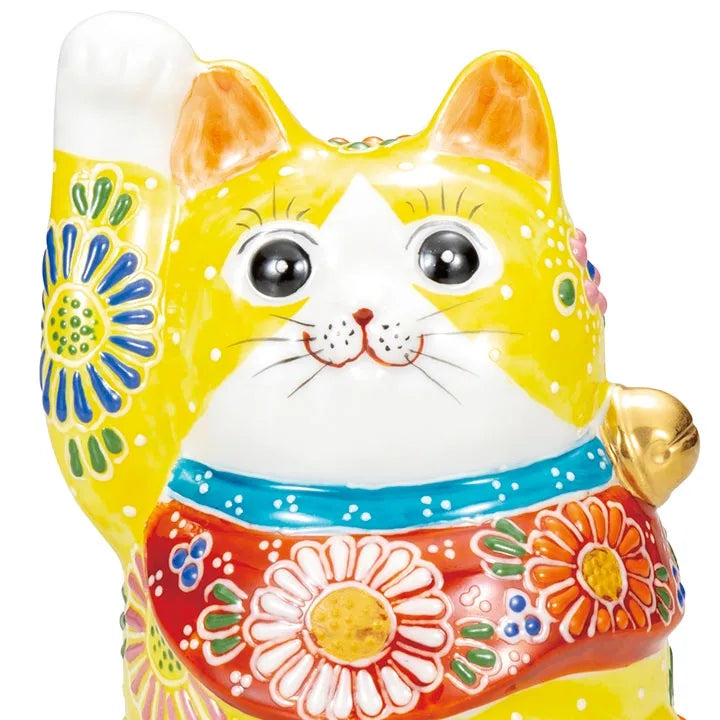 KUTANI WARE LUCKY CAT(MANEKI NEKO) YELLOW DECORATION