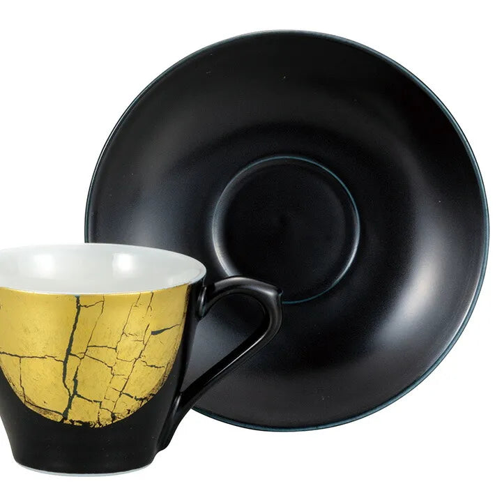 KUTANI WARE PAIR COFFEE CUPS – GOLD LEAF DESIGN (GIFT BOX INCLUDED)