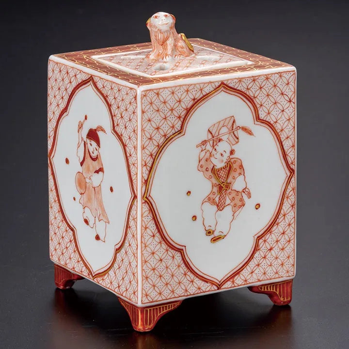 KUTANI JAPANESE INCENSE BURNER AKAE SAIBYO KARAKO MON/REIKO FUKUSHIMA