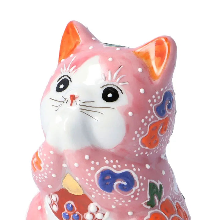 KUTANI JAPANESE LUCKY CAT(PRAYING CAT) PINK RAISED DECORATION