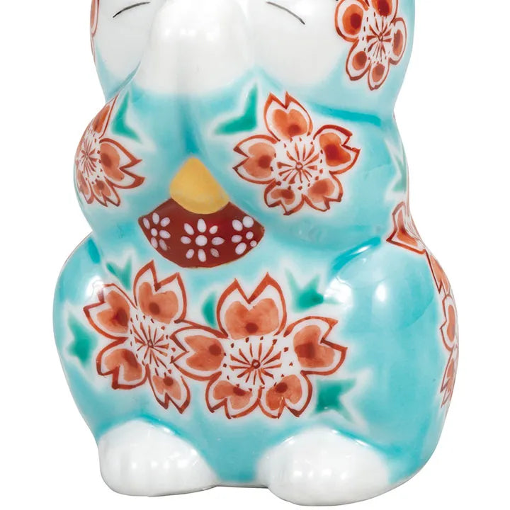 KUTANI JAPANESE LUCKY CAT(PRAYING CAT) TÜRKIYE BLUE GLAZE SAKURA
