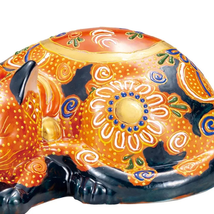 KUTANI WARE SLEEPING CAT(MANEKI NEKO) NAVY BLUE