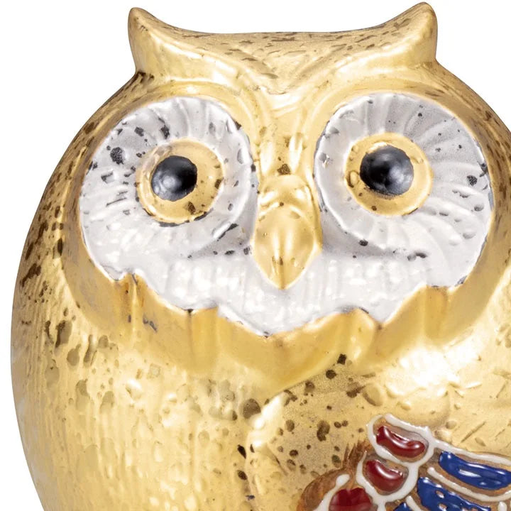 KUTANI JAPANESE OWL FIGURINE GOLD