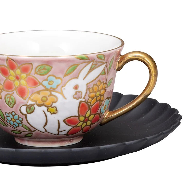 KUTANI WARE CUP & SAUCER SHIRO USAGI