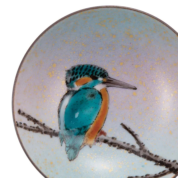 JAPANESE KUTANI WARE SAKE CUP (SAKAZUKI) – KINGFISHER DESIGN BY TOSHIHITO NAKAMURA
