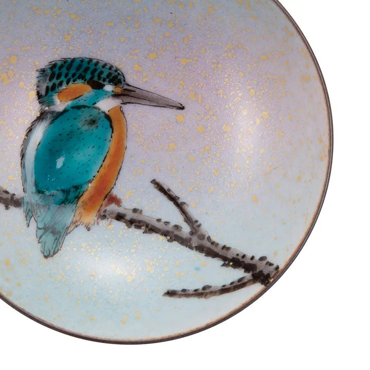 JAPANESE KUTANI WARE SAKE CUP (SAKAZUKI) – KINGFISHER DESIGN BY TOSHIHITO NAKAMURA