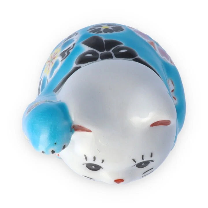 KUTANI WARE  LUCKY CAT(MANEKI NEKO) KASANE ZAKURA (BLUE)/ KOKUZOU KLIN