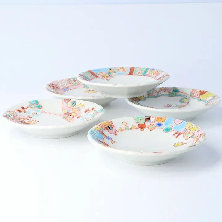 JAPANESE KUTANI PORCELAIN SMALL PLATE “SONG OF SPRING” BY GINSYUU KILN