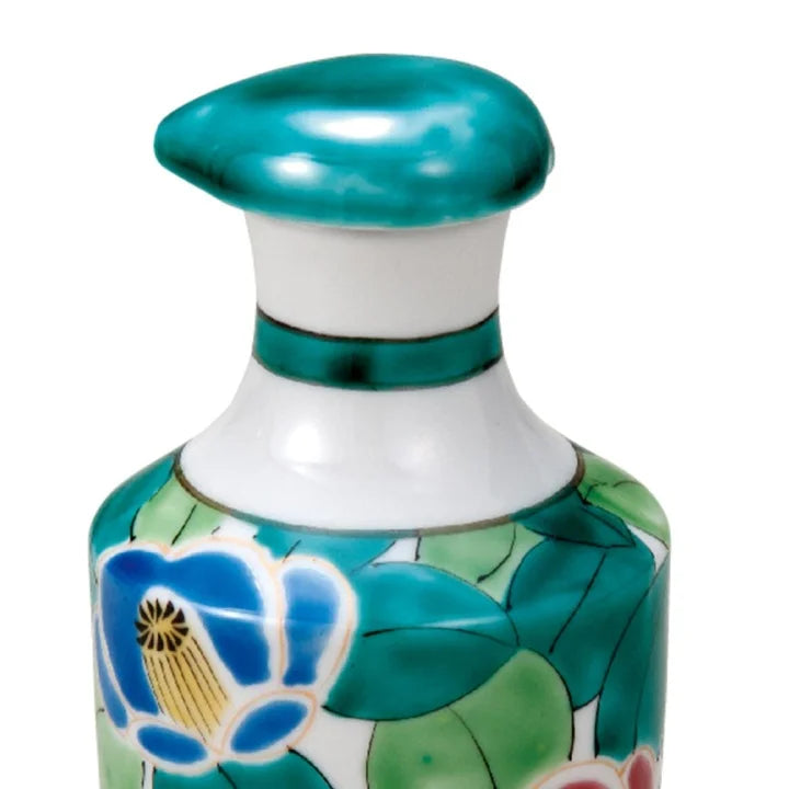KUTANI WARE SOY SAUCE DISPENSER (SMALL)KYO-SAZANKA DESIGN, BIZAN KILN, JAPANESE CERAMIC SAUCE CONTAINER
