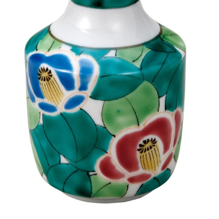 KUTANI WARE SOY SAUCE DISPENSER (SMALL)KYO-SAZANKA DESIGN, BIZAN KILN, JAPANESE CERAMIC SAUCE CONTAINER