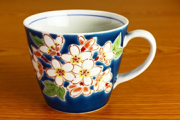 KUTANI WARE MUG FLOWERS OF THE FOUR SEASONS SAKURA /SEIKOU KLIN