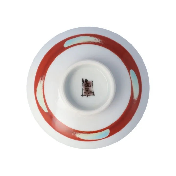 JAPANESE KUTANI PORCELAIN SAKAZUKI “TWO SPARROWS IN SNOW” – HAND-PAINTED BY TOSHITO NAKAMURA, WITH WOODEN GIFT BOX