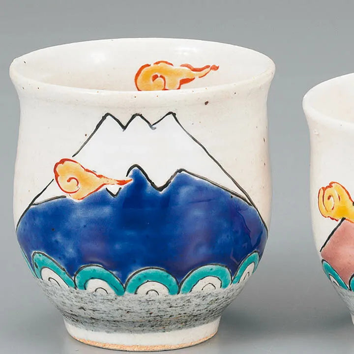 KUTANI JAPANESE YUNOMI SET FUJI MOUNTAIN