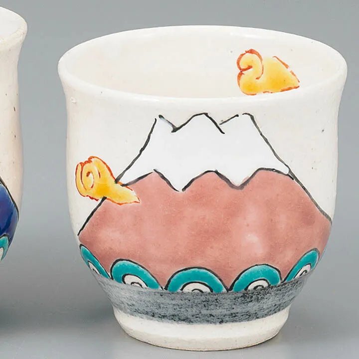 KUTANI JAPANESE YUNOMI SET FUJI MOUNTAIN