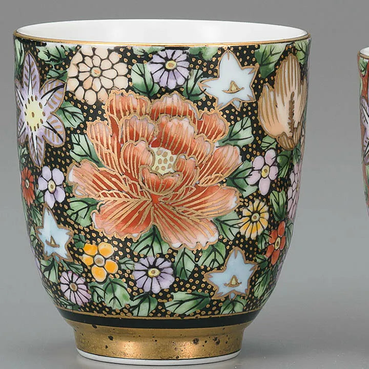 JAPANESE KUTANI YUNOMI SET HANAZUME STYLE